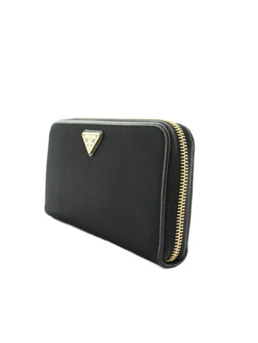 Prada Triangle Logo Plate Wallet Round Zip Coin Purse Nylon Black - Picture 4 of 9